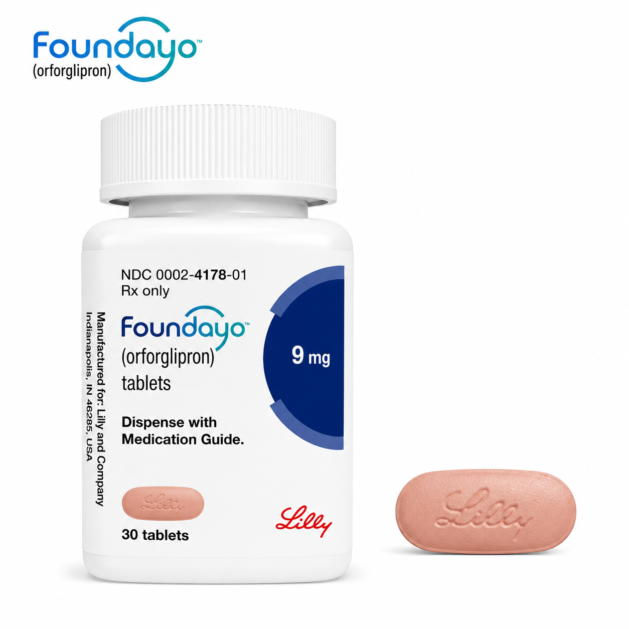 Foundayo (orforglipron) 9 mg tablets Foundayo (orforglipron) 9 mg tablets